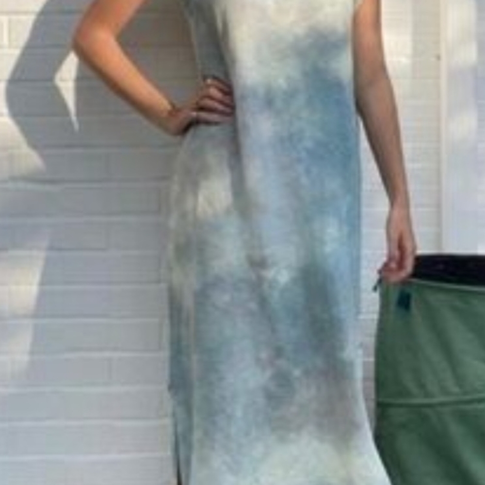 Universal Thread Aqua and White Tie-Dye Maxi Dress